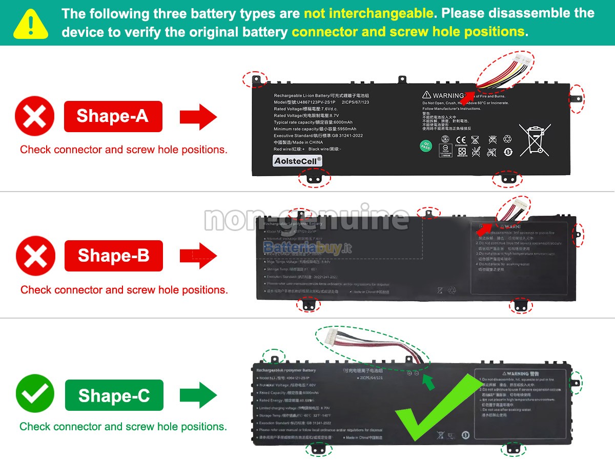 Batteria per Acer 4964121-2S1P