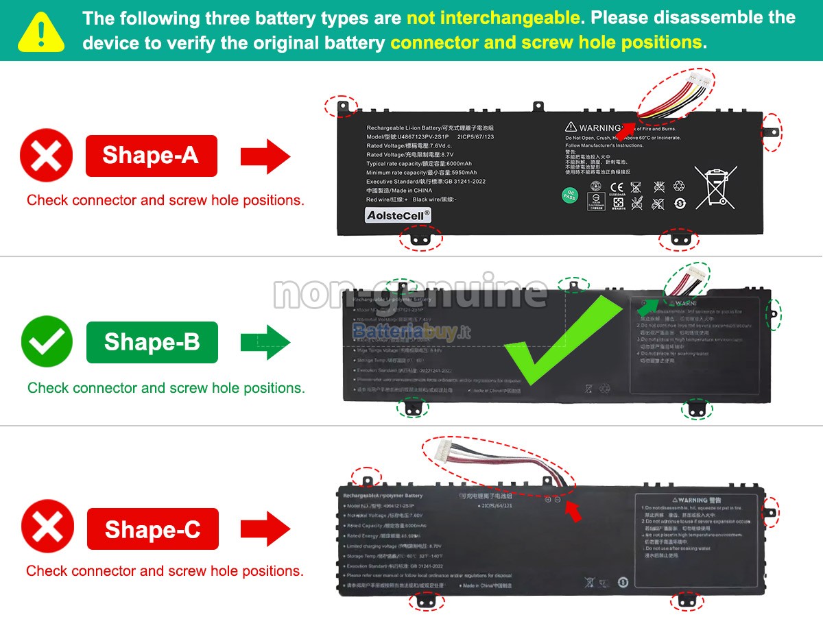 Batteria per Acer 4964121-2S1P