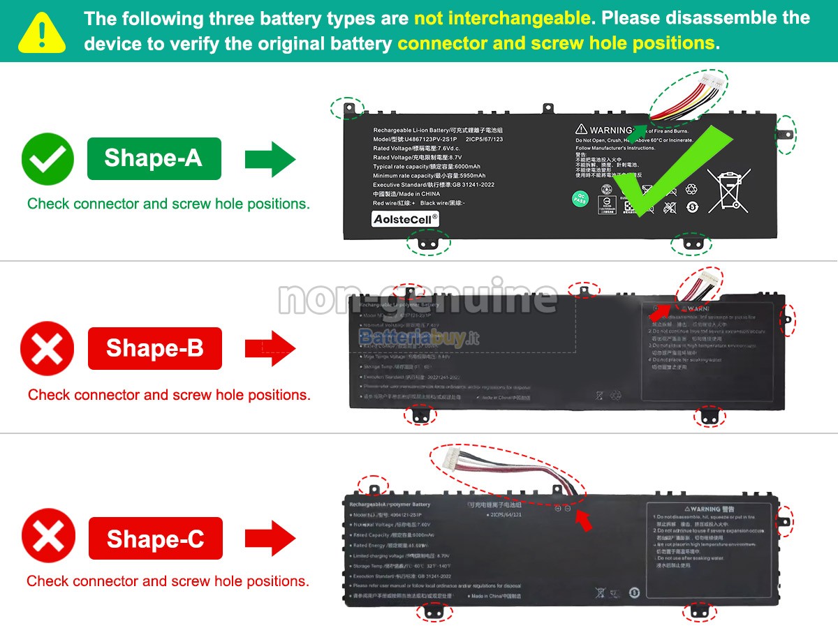 Batteria per Acer 4964121-2S1P