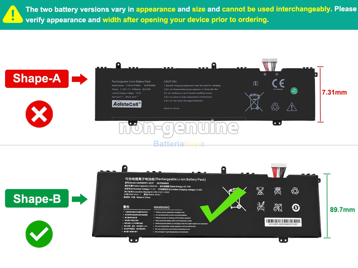 Batteria per Acer U609963PV-3S1P