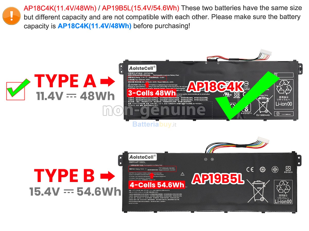 Batteria per Acer ENDURO URBAN N3 EUN314A-51WG