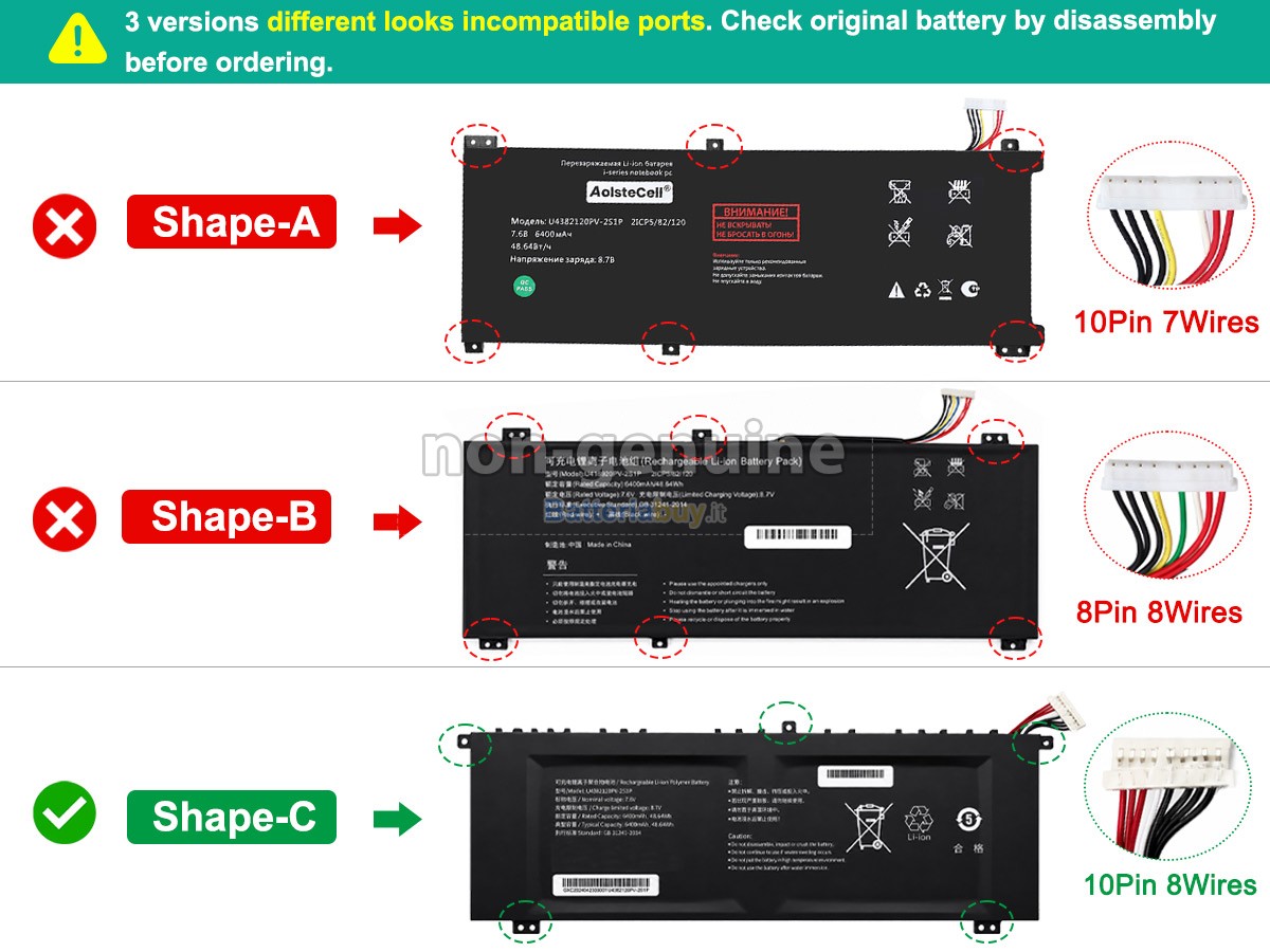 Batteria per AolsteCell U4382120PV-2S1P
