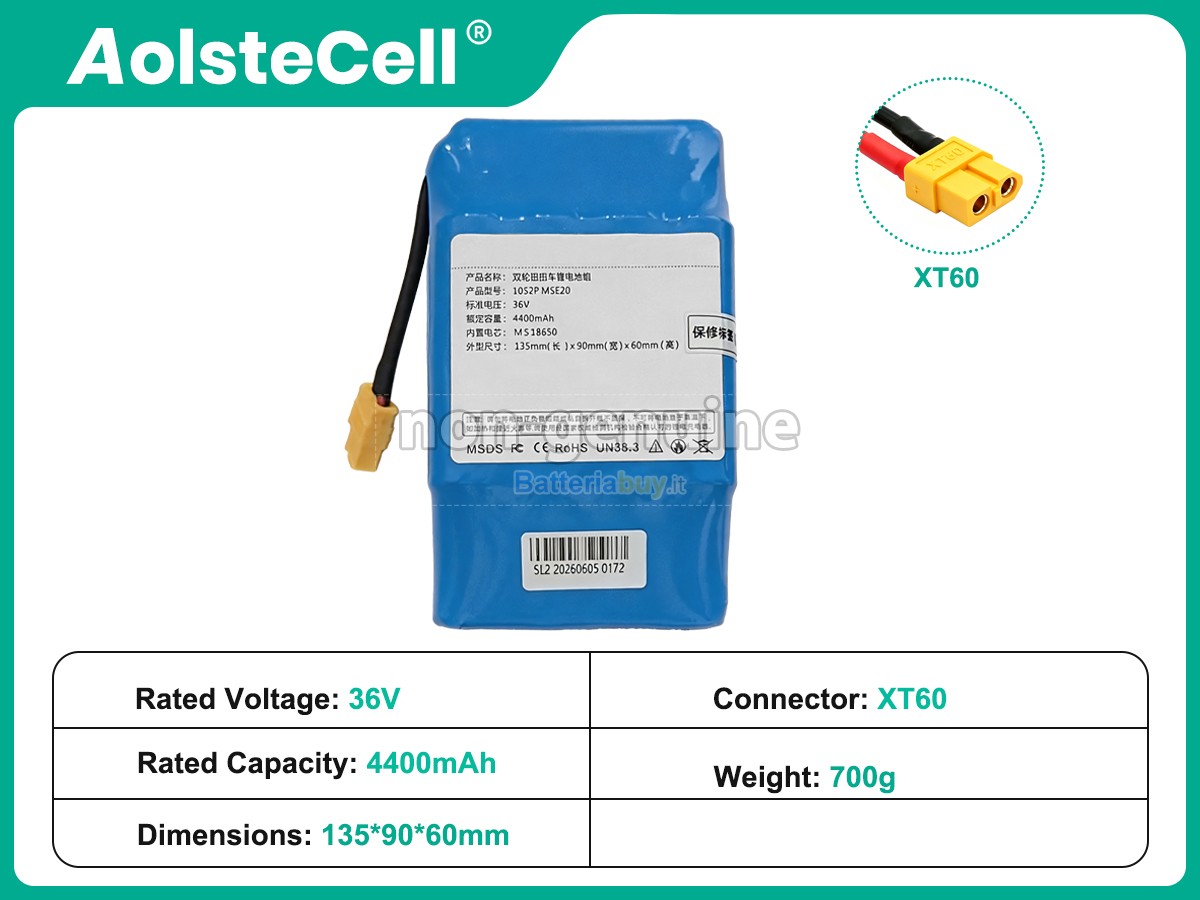 Batteria per AolsteCell 10S2P MSE20 36V 4400MAH XT60