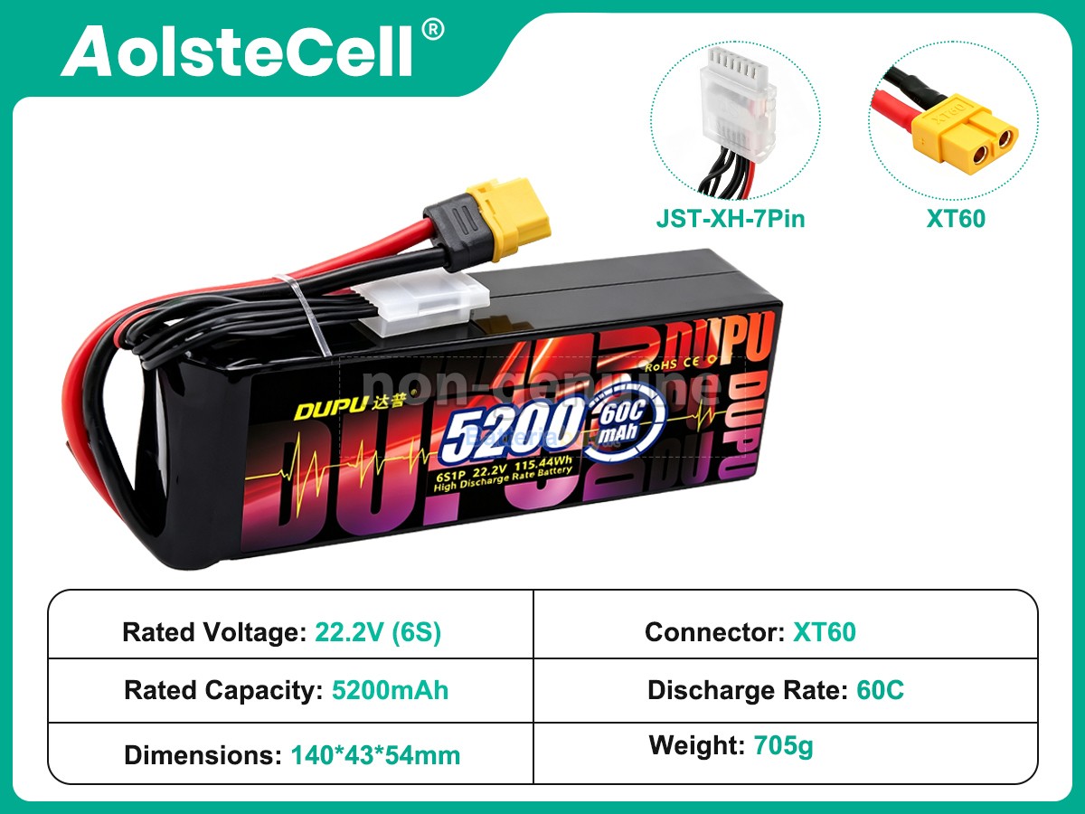Batteria per AolsteCell 22.2V 5200MAH 60C XT60 JST-XH 7P