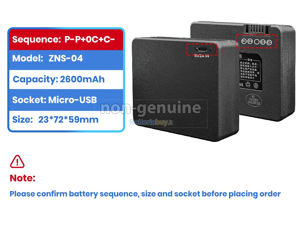 Batteria per AolsteCell ZNS-04