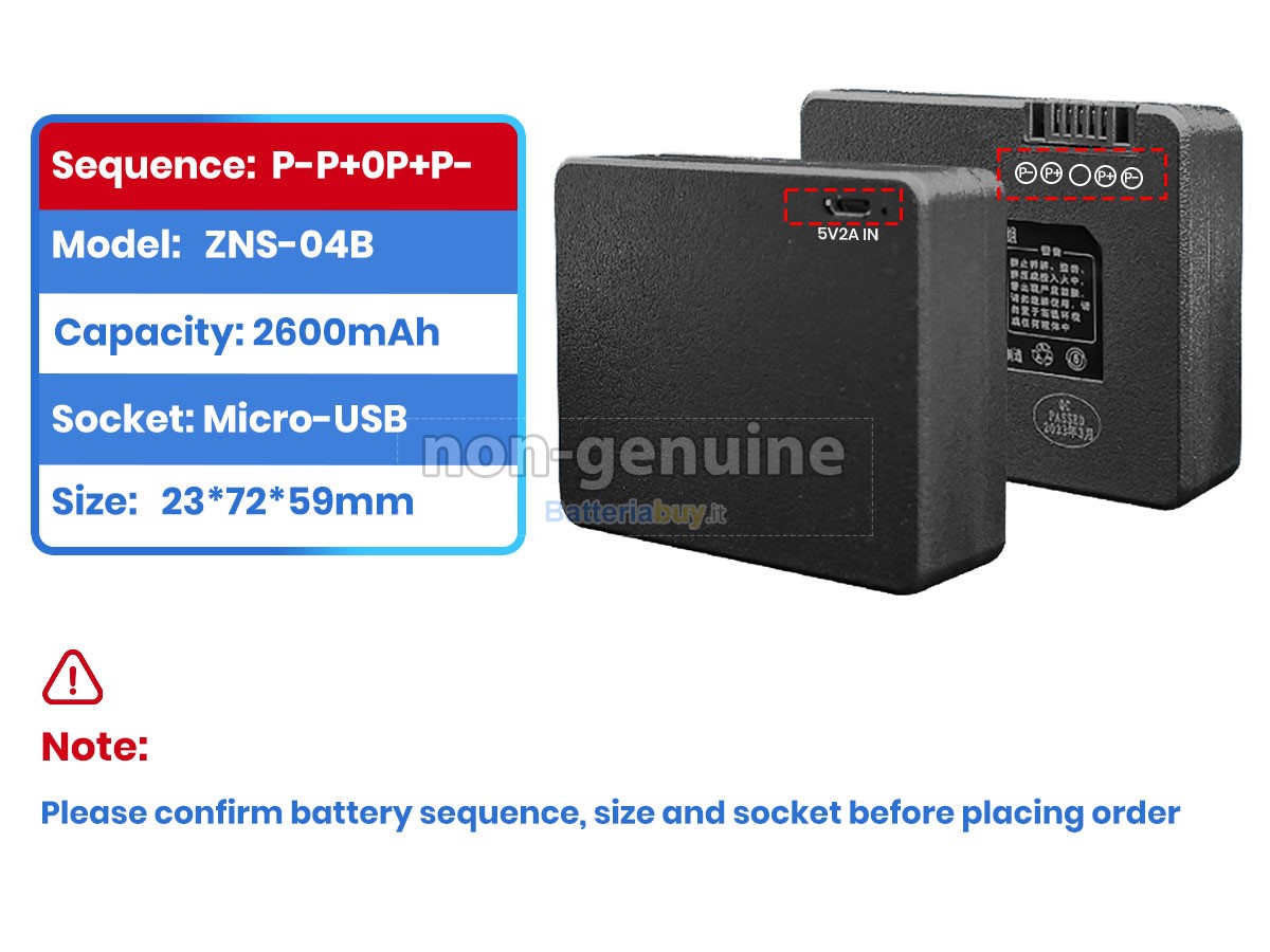 Batteria per AolsteCell ZNS-04B