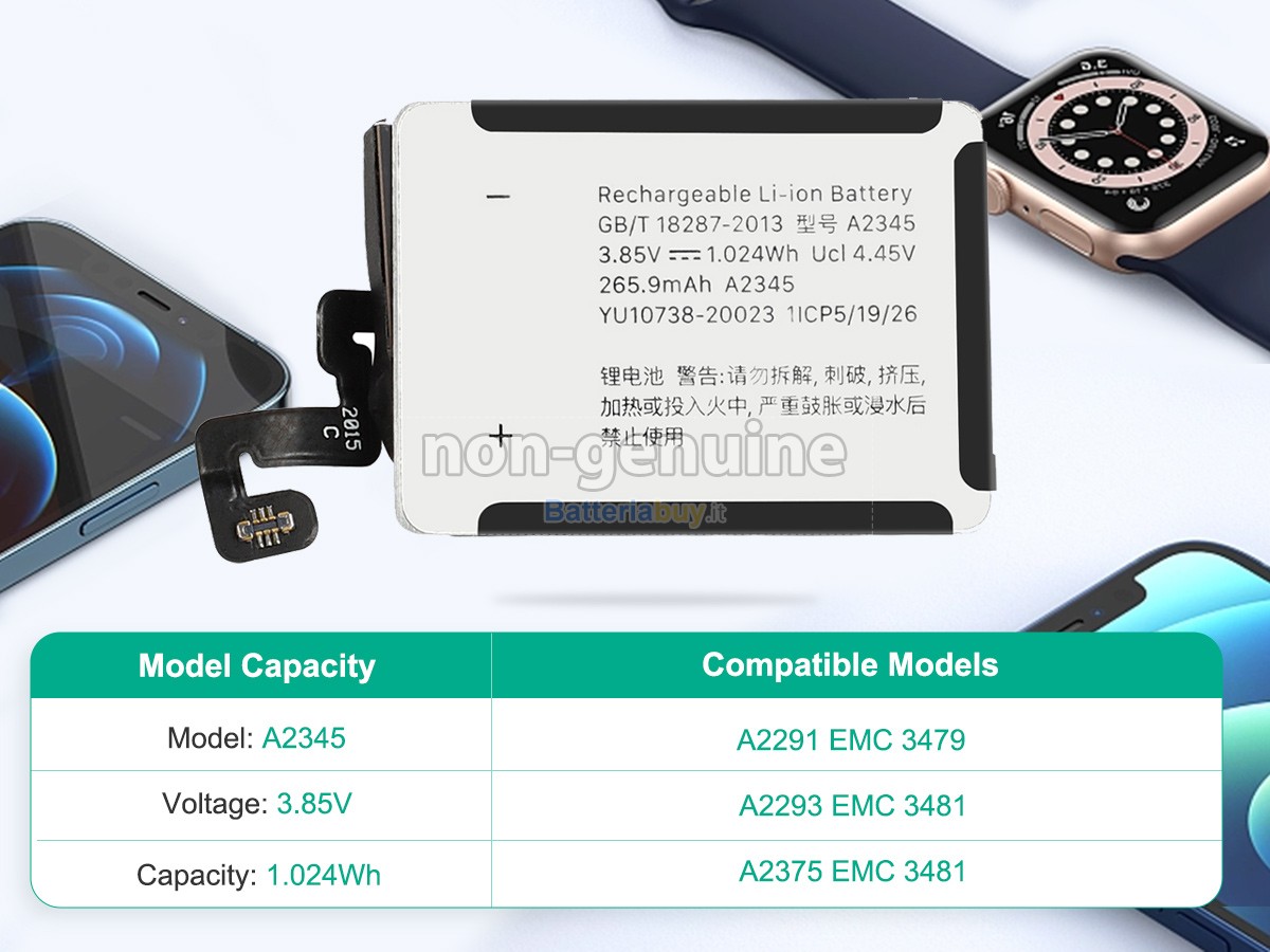 Batteria per Apple WATCH Series6 GPS +CELLULAR 40MM