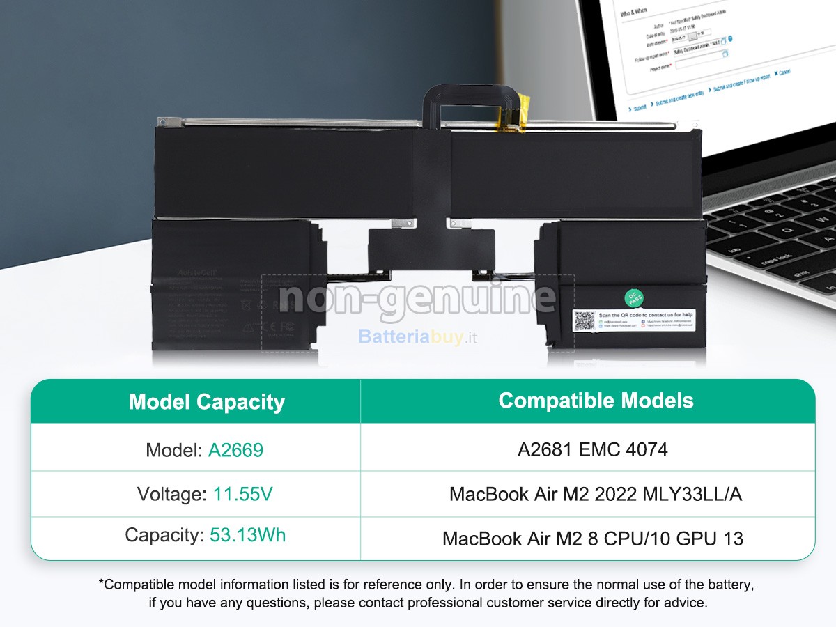 Batteria per Apple A2681 EMC 4074