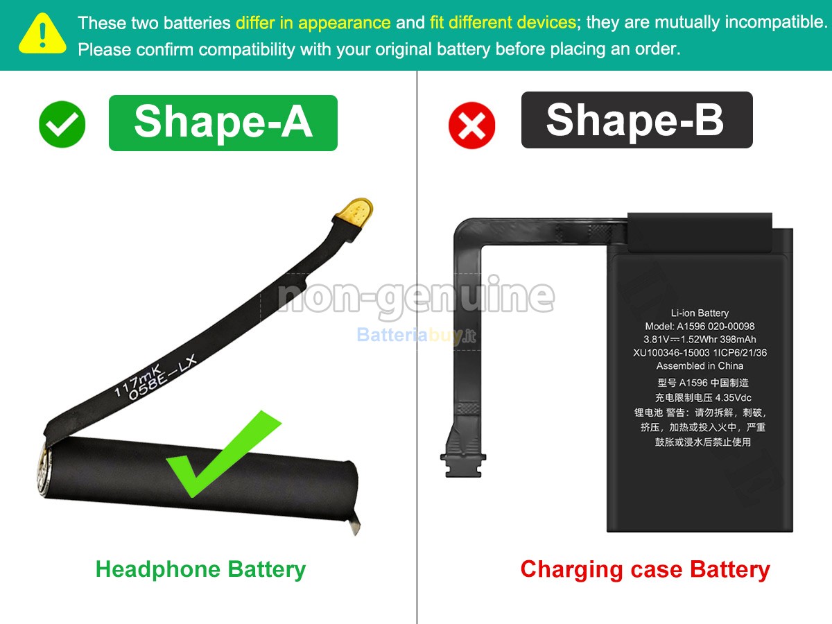 Batteria per Apple AIRPODS 2 CHARGING CASE
