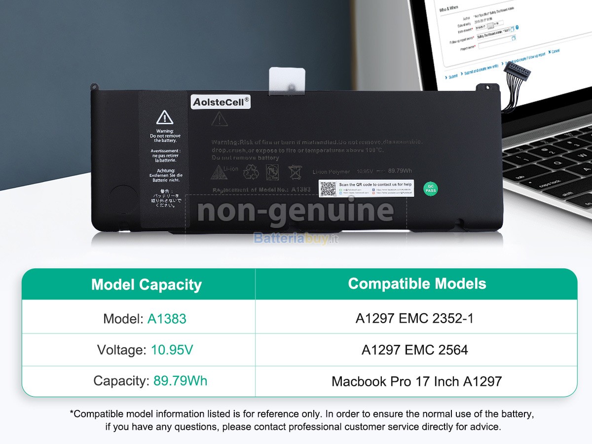 Batteria per Apple MacBook Pro 17 inch MC725E/A