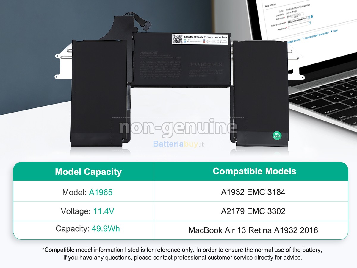 Batteria per Apple MacBook Air 13-inch A2179 2020 Year