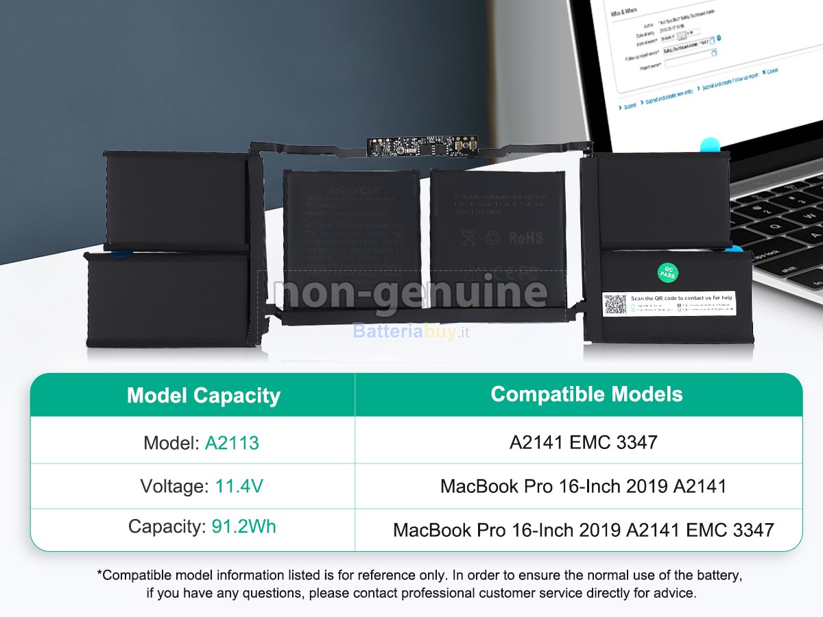 Batteria per Apple MacBook Pro 16-inch Core I9 2.3GHZ 2019 A2141 EMC 3347