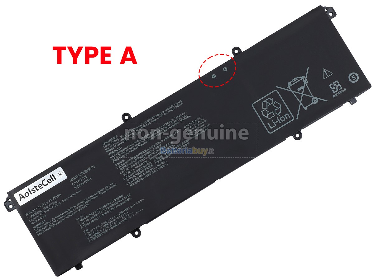 Batteria per Asus VivoBook S 14 Flip OLED TP3402ZA-OLED-KN731X
