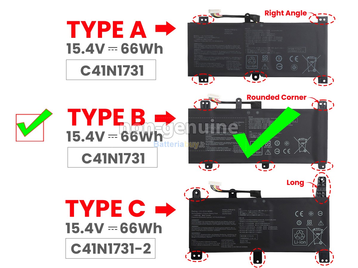 Batteria per Asus Rog STRIX SCAR II GL704GW-PS71