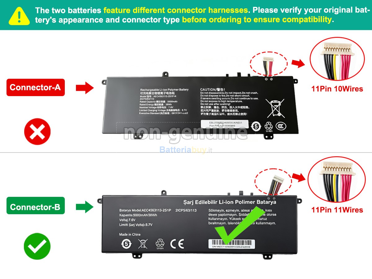 Batteria per Casper AEC4563113-2S1P-N