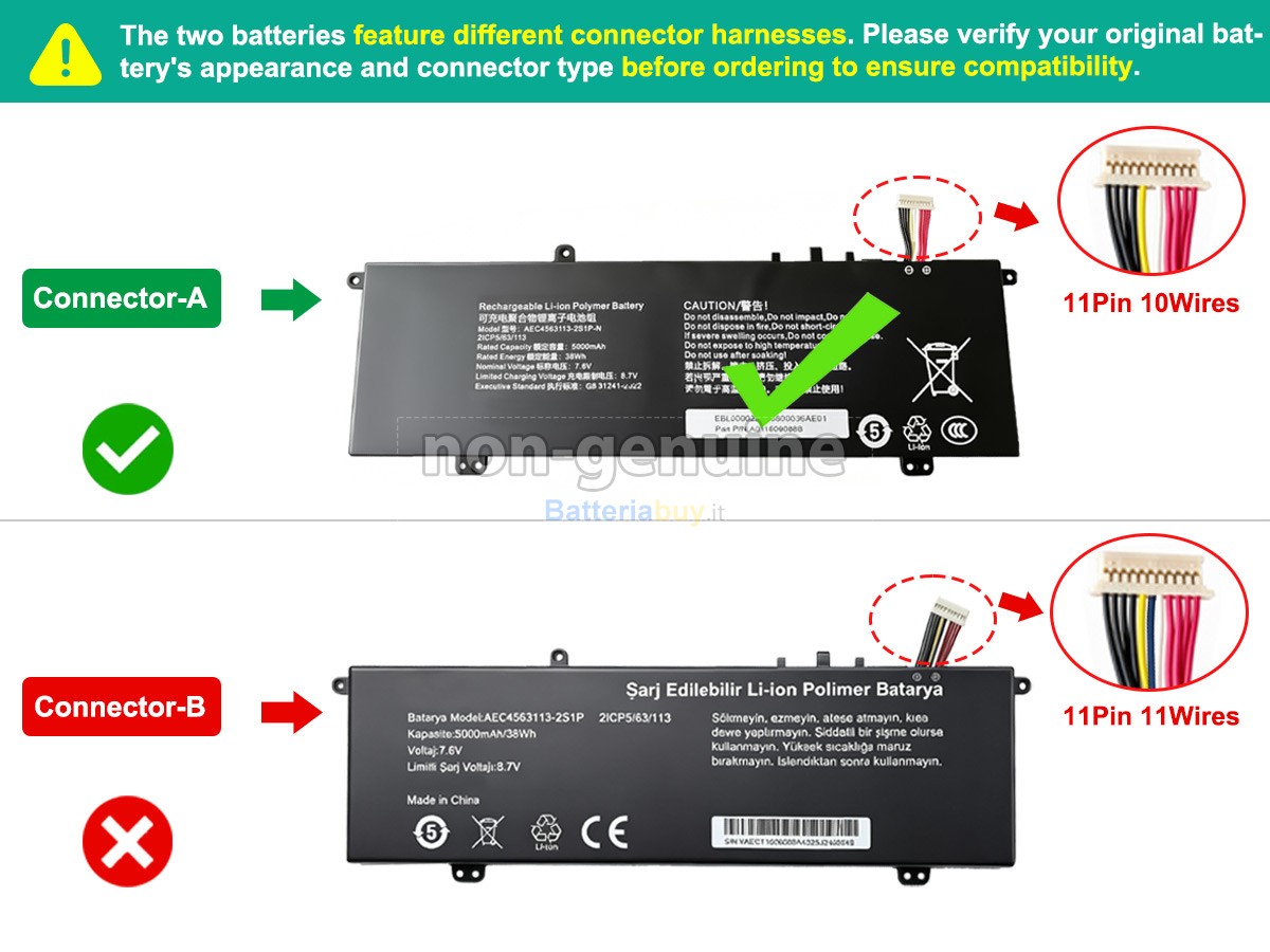 Batteria per Casper AEC4563113-2S1P-N