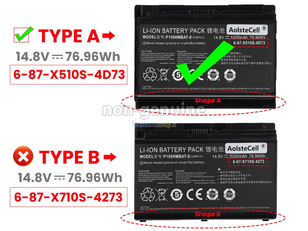 Batteria per Clevo 6-87-X710S-4272