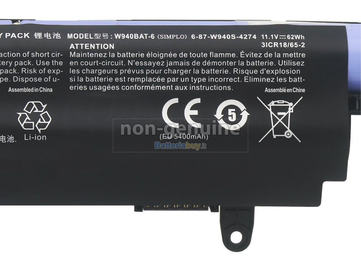 Batteria per Clevo 6-87-W940S-4274