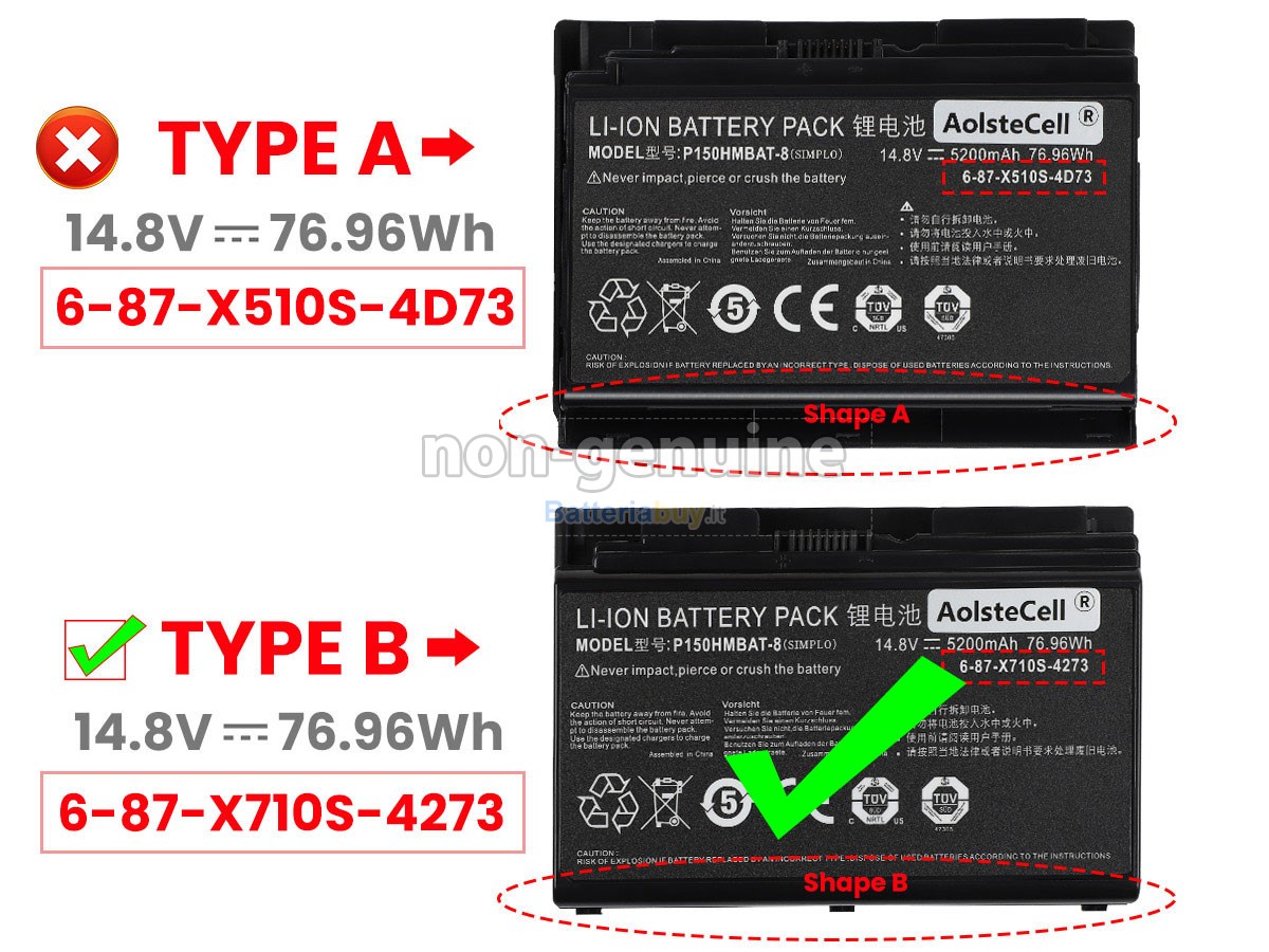 Batteria per Clevo 6-87-X710S-4272