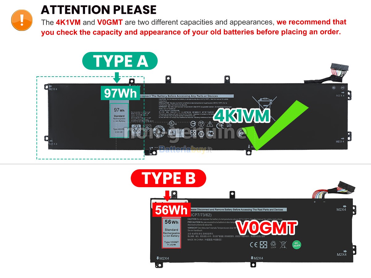 Batteria per Dell V0GMT