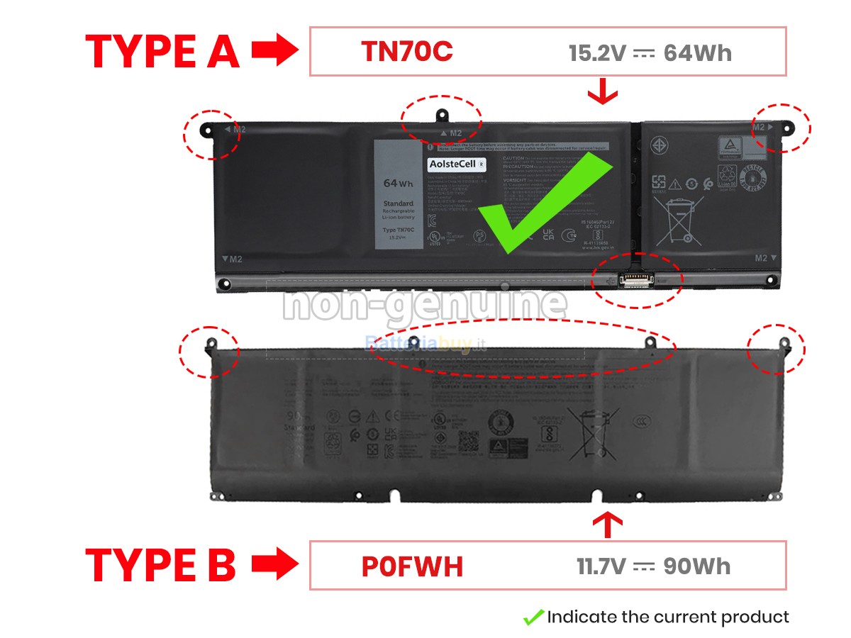 Batteria per Dell Inspiron 16 7640 2-IN-1
