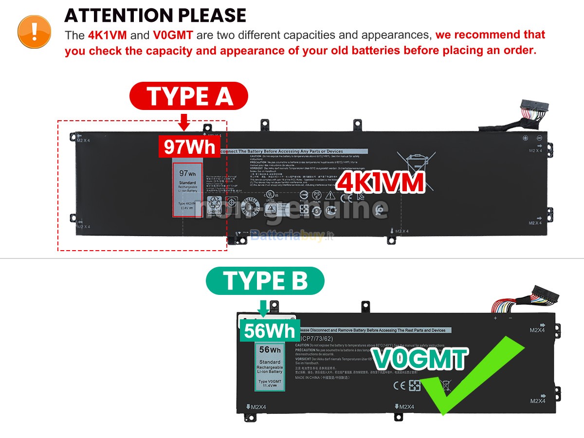Batteria per Dell V0GMT