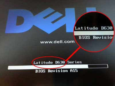 find model on Dell laptop boot screen