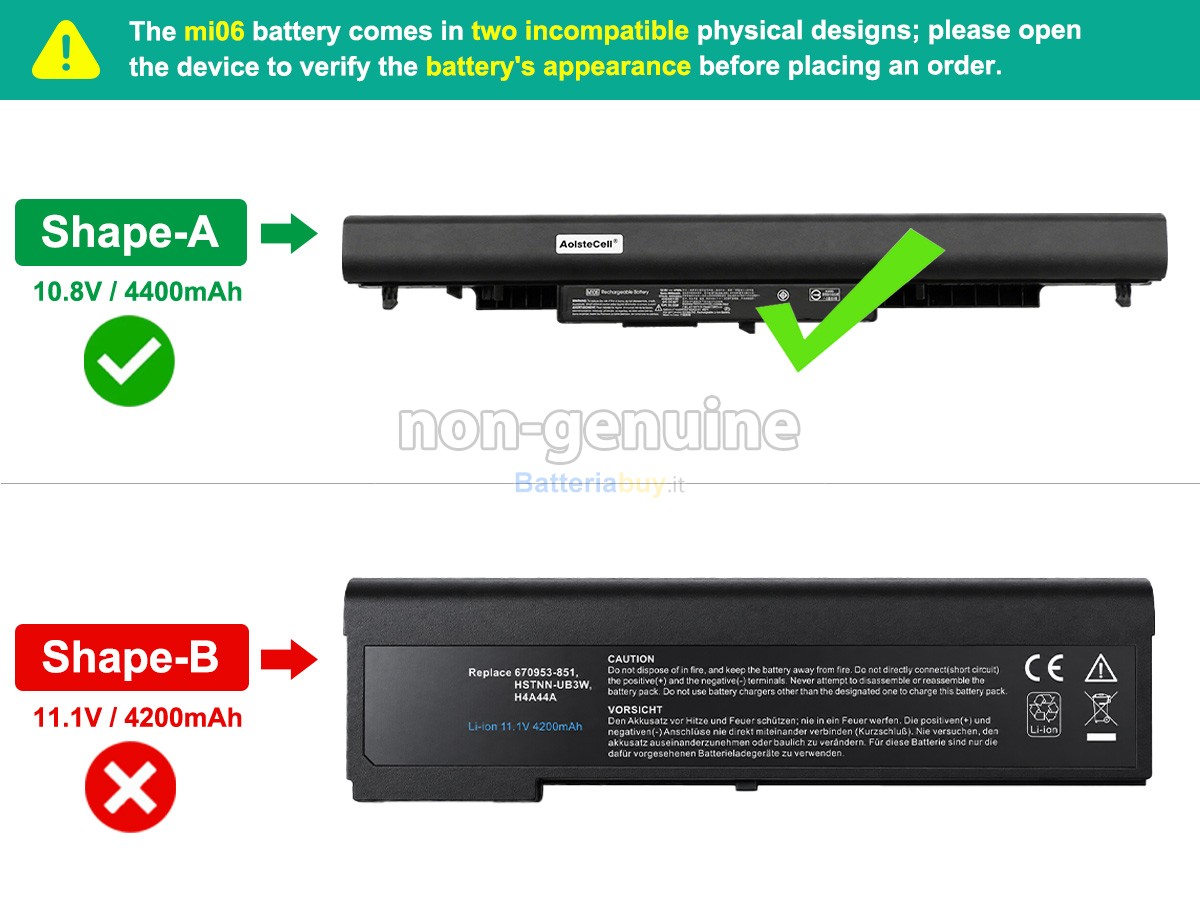 Batteria per HP MI06