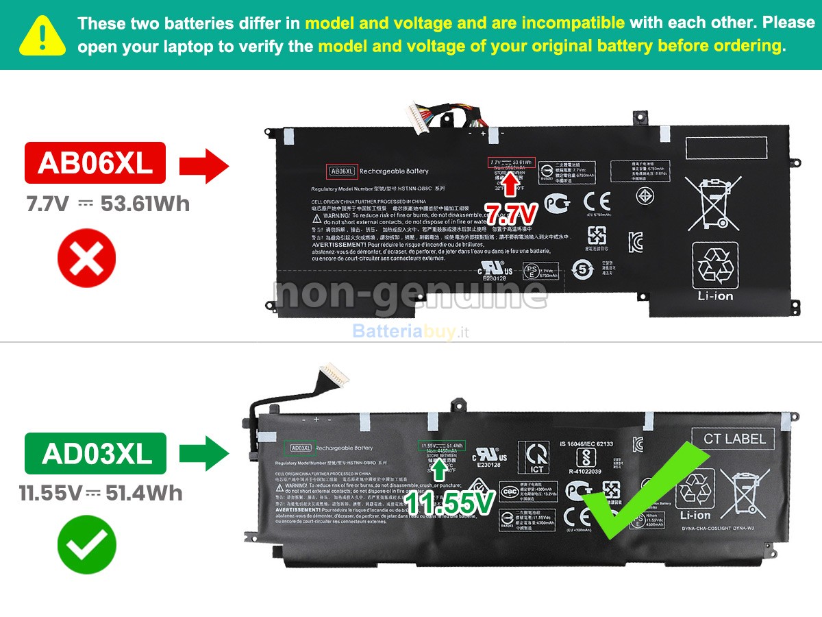 Batteria per HP Envy 13-AD053TX