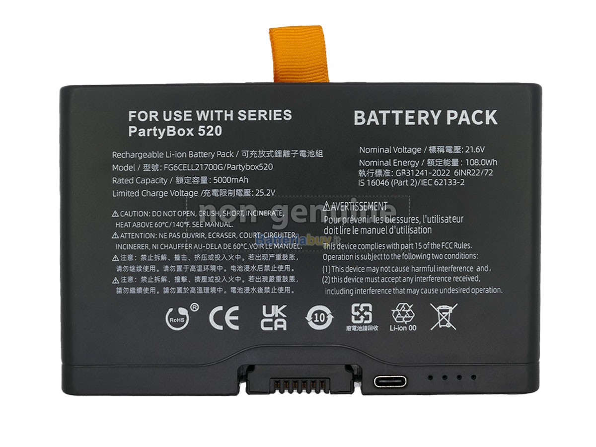 Batteria per JBL PARTYBOX 520-TYPEC