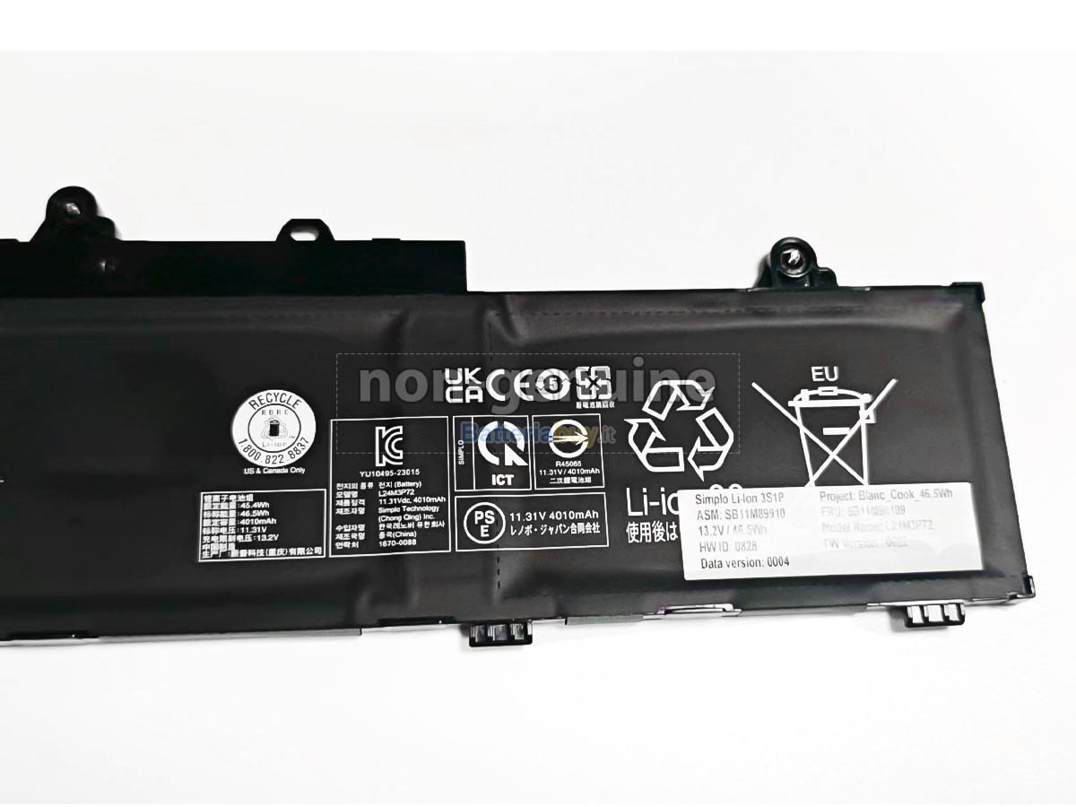 Batteria per Lenovo ThinkPad L16 GEN 2-21SA0039ML