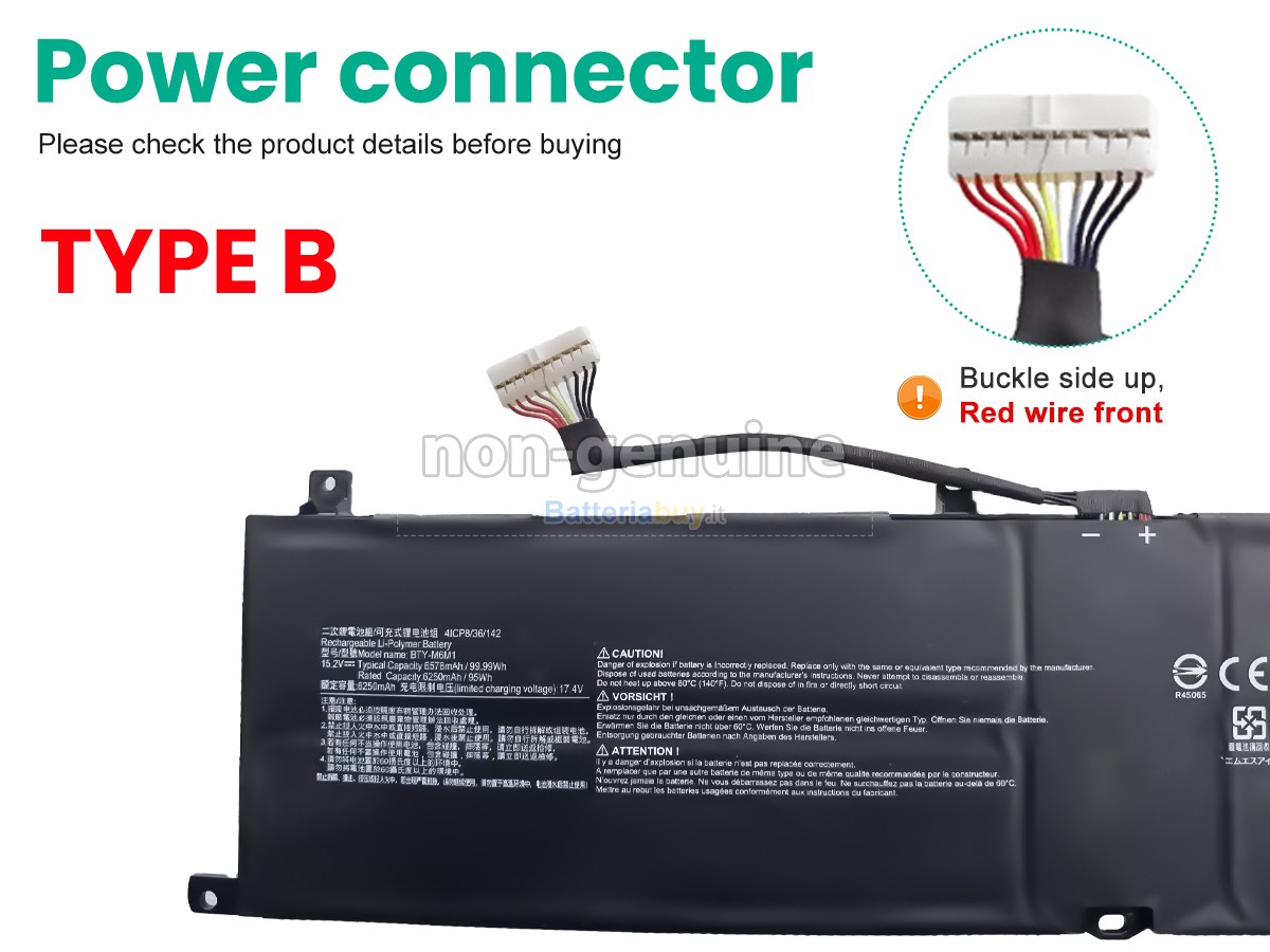 Batteria per MSI STEALTH GS77 12UH-060BE