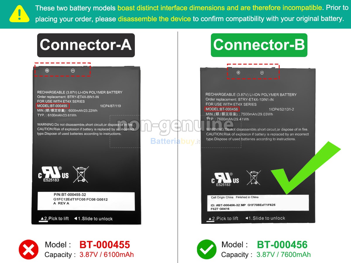 Batteria per Zebra ET45HC